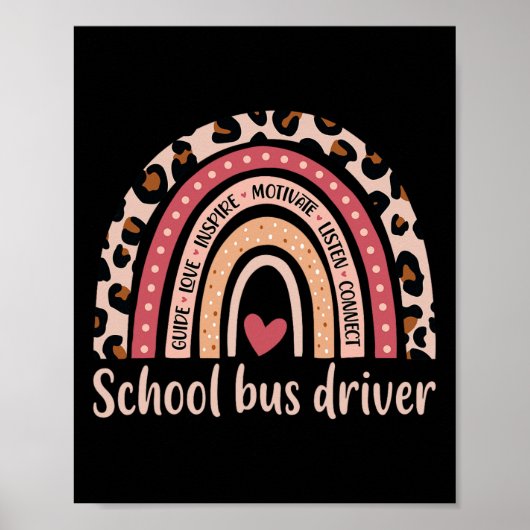 Bus Driver 100e dag van school Bus Driver Rainbow Poster (Voorkant)