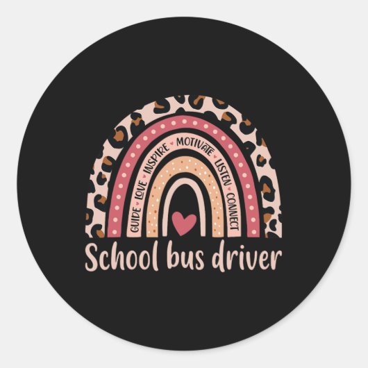 Bus Driver 100e dag van school Bus Driver Rainbow Ronde Sticker (Voorkant)