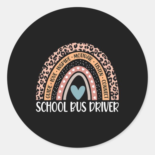 Bus Driver 100e dag van school Bus Driver Rainbow Ronde Sticker (Voorkant)