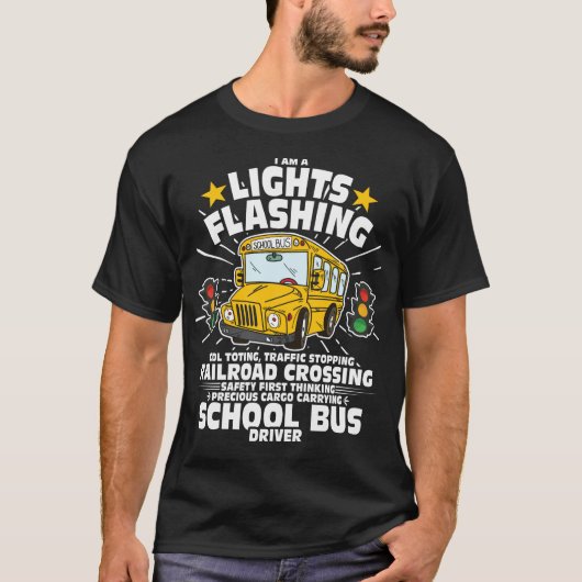 Bus Driver Driving Shirt Mannen School Bus (Voorkant)