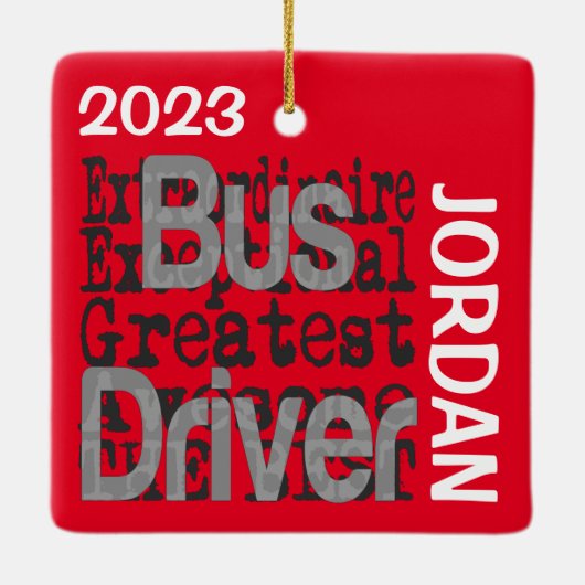 bus driver extraordinaire CUSTOM Keramisch Ornament (Achterkant)