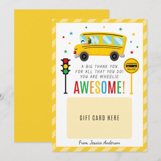 Bus Driver Gift Waardering Dank u Kaarthouder Kaart (Voorkant / Achterkant)