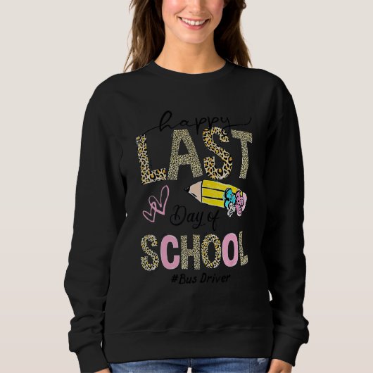 Bus Driver Happy Last Day School Summer Leopard Trui (Voorkant)