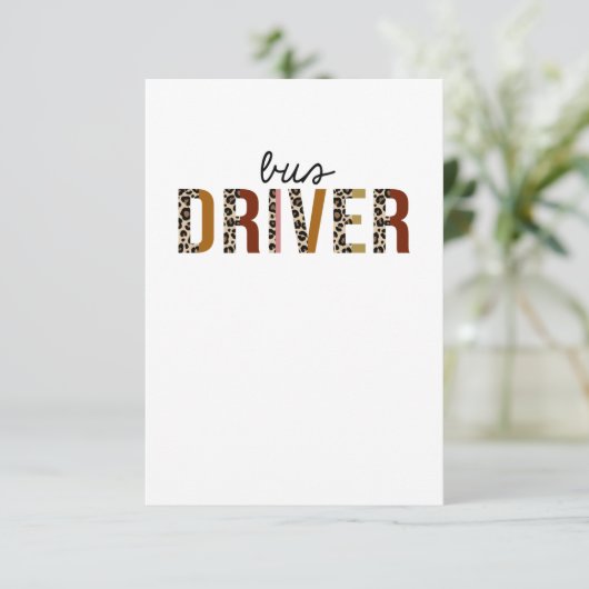 Bus Driver Leopard Print Funny Bedankkaart (Staand voorkant)