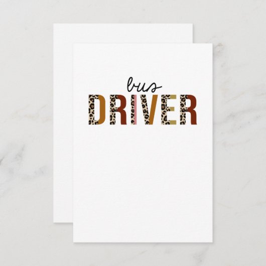 Bus Driver Leopard Print Funny Bedankkaart (Voorkant / Achterkant)