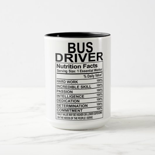 Bus Driver Nutrition Facts Mok (Midden)