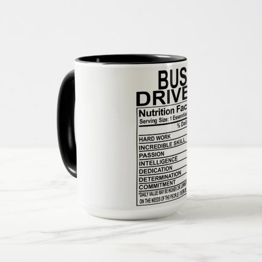 Bus Driver Nutrition Facts Mok (Voorkant links)