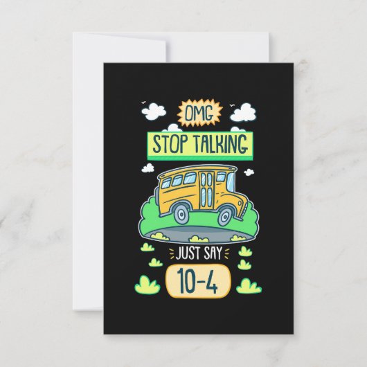 Bus Driver Omg Stop Talking RSVP Kaartje (Voorkant)