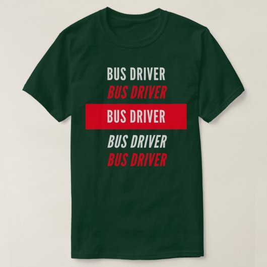 Bus Driver Red en White Design T-shirt (Design voorkant)