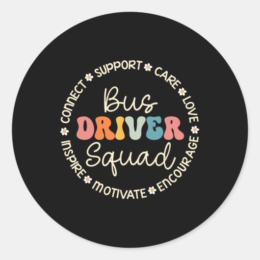 Bus Driver Squad Waardering Week Terug naar School Ronde Sticker (Voorkant)