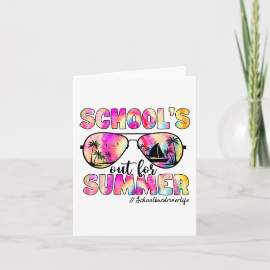 Bus Driver Uit Voor Zomer Tie Dye Sungles Kaart (Voorkant)