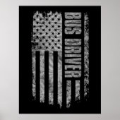 Bus Driver USA Flag Distressed design Poster (Voorkant)