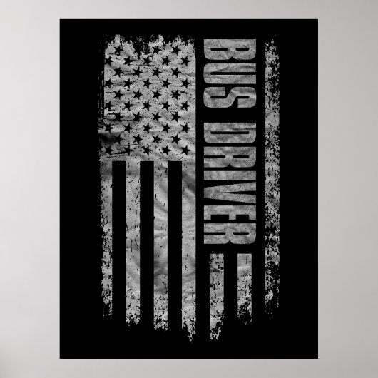 Bus Driver USA Flag Distressed design Poster (Voorkant)