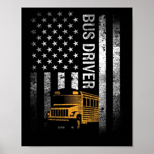 Bus Driver VS Amerikaanse vlag Grappige Bus Driver Poster (Voorkant)