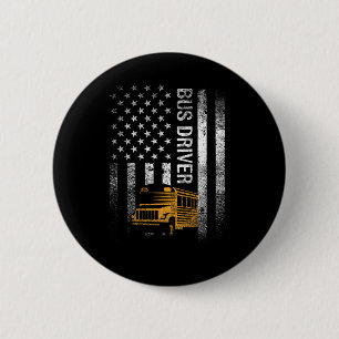 Bus Driver VS Amerikaanse vlag Grappige Bus Driver Ronde Button 5,7 Cm