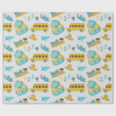 Bus en Rugzak School Naadloos Inpakpapier (Vlak)