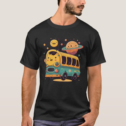 Bus in de ruimte buschauffeur t-shirt (Voorkant)