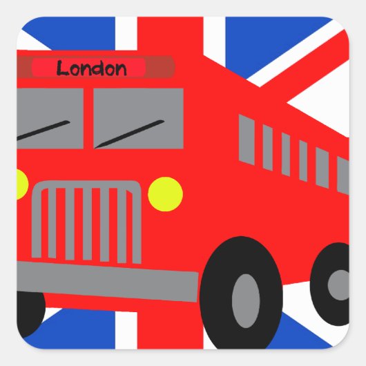 Bus in London Vierkante Sticker (Voorkant)