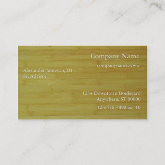 Bus. Kaart - Bamboeborden Visitekaartje (Voorkant)