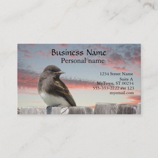 Bus. Kaart - Bird on Fence bij zonsondergang Visitekaartje (Voorkant)