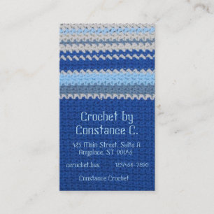 Bus. Kaart - Blauw en Witte Stripe Crochet Visitekaartje