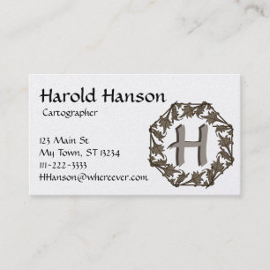 Bus. Kaart - Cirkel van bladeren met monogram Visitekaartje