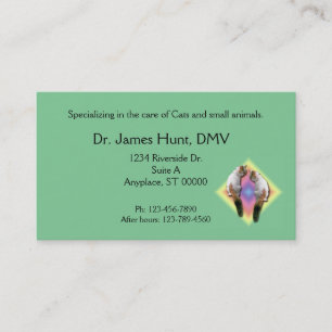 Bus. Kaart - Dierenarts - Katten in regenboogdiama Visitekaartje