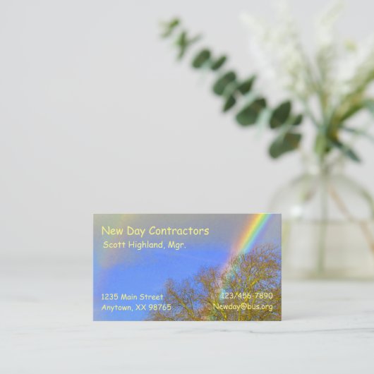 Bus. Kaart - Dubbele regenboog over Bomen Visitekaartje (Staand voorkant)