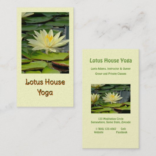 BUS. KAART/GELE LOTUSBLOESEM VISITEKAARTJE (Voorkant / Achterkant)