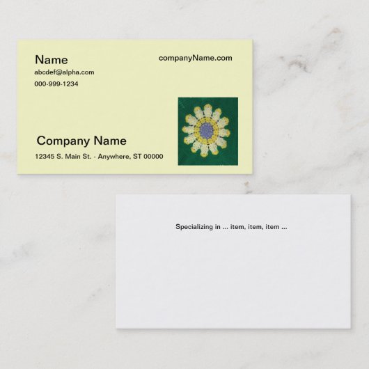 Bus. Kaart - Haakpatroon - Daisy Visitekaartje (Voorkant / Achterkant)