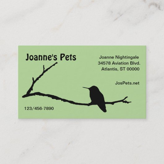 Bus. Kaart - Kolibrie op tak Visitekaartje (Voorkant)