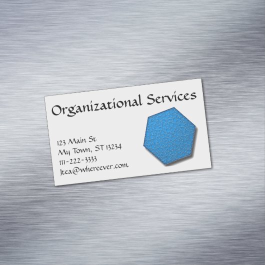 Bus. Kaart (mag) - Hexagon Jig-Saw Puzzle/blue Magnetisch Visitekaartje (Voorbeeld)