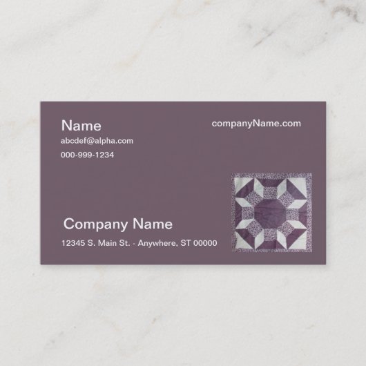 Bus. Kaart - Paarse Quiltpatroon Visitekaartje (Voorkant)