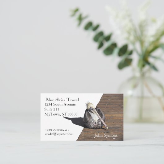 Bus. Kaart - Pelikaan op Pier Visitekaartje (Staand voorkant)