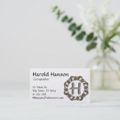 Bus. Kaart - Rond bladeren met monogram Visitekaartje (Staand voorkant)