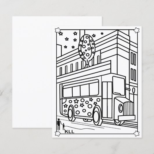 Bus kleurplaten kinder (Voorkant / Achterkant)