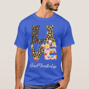 Bus Monitor Love Pencil Paasdag Bunny Leopard W T-shirt