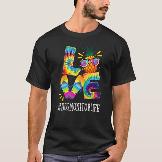 Bus Monitor Love Pineapple Summer Off Duty Stropda T-shirt (Voorkant)