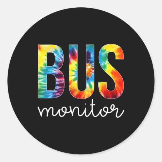 Bus Monitor Tie Dye Appreciation Day Hallo terug n Ronde Sticker (Voorkant)