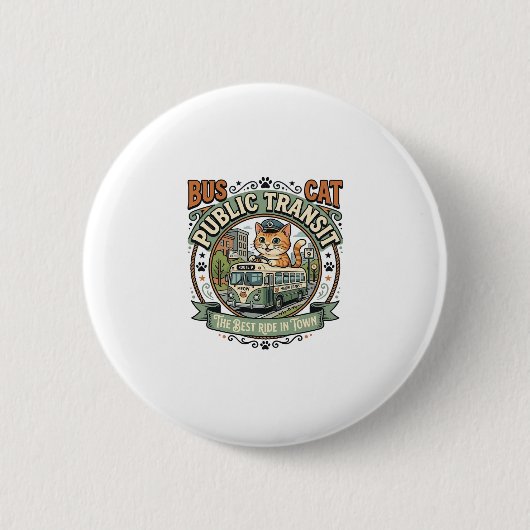 Bus Openbaar Vervoer Kat Bus Openbaar Vervoer Kat Ronde Button 5,7 Cm (Voorkant)
