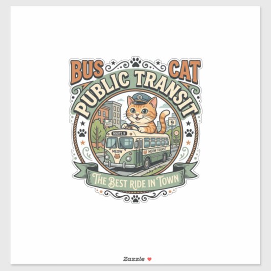 Bus Openbaar Vervoer Kat Bus Openbaar Vervoer Kat Sticker (Vel)