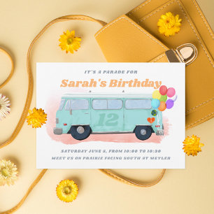  bus Retro 70s Birthday Parade Kaart