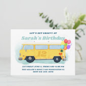 bus Retro 70s Groovy Birthday Party Kaart (Staand voorkant)