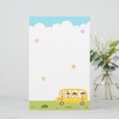 Bus School Terug naar school Briefpapier (Staand voorkant)
