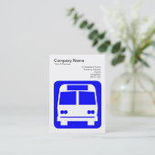 Bus Sign - Blauw op Wit Visitekaartje (Staand voorkant)
