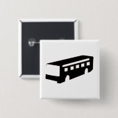 Bus Silhouette Vierkante Button 5,1 Cm (Voorkant /achterkant)