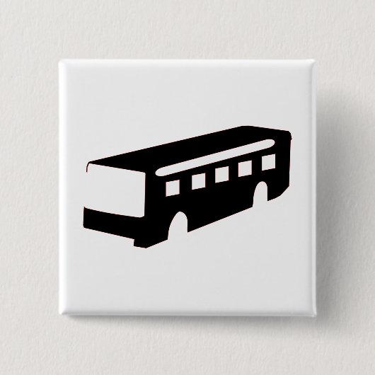 Bus Silhouette Vierkante Button 5,1 Cm (Voorkant)