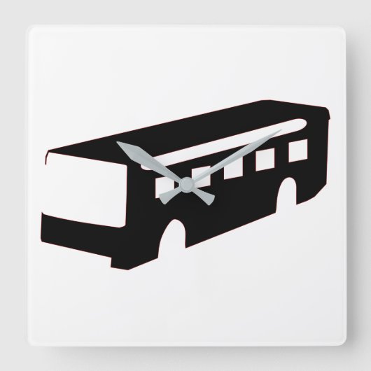 Bus Silhouette Vierkante Klok (Voorkant)