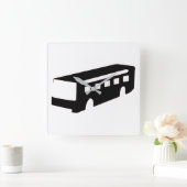 Bus Silhouette Vierkante Klok (Huis)