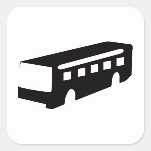 Bus Silhouette Vierkante Sticker (Voorkant)
